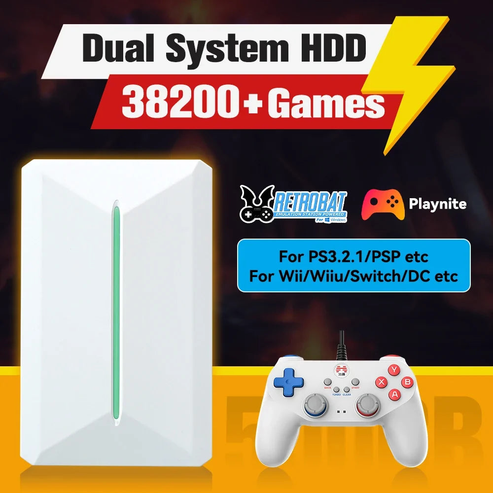 500GB Retrobat Playnite HDD for PC, 38293 Games, PS2/PS3 Emulators