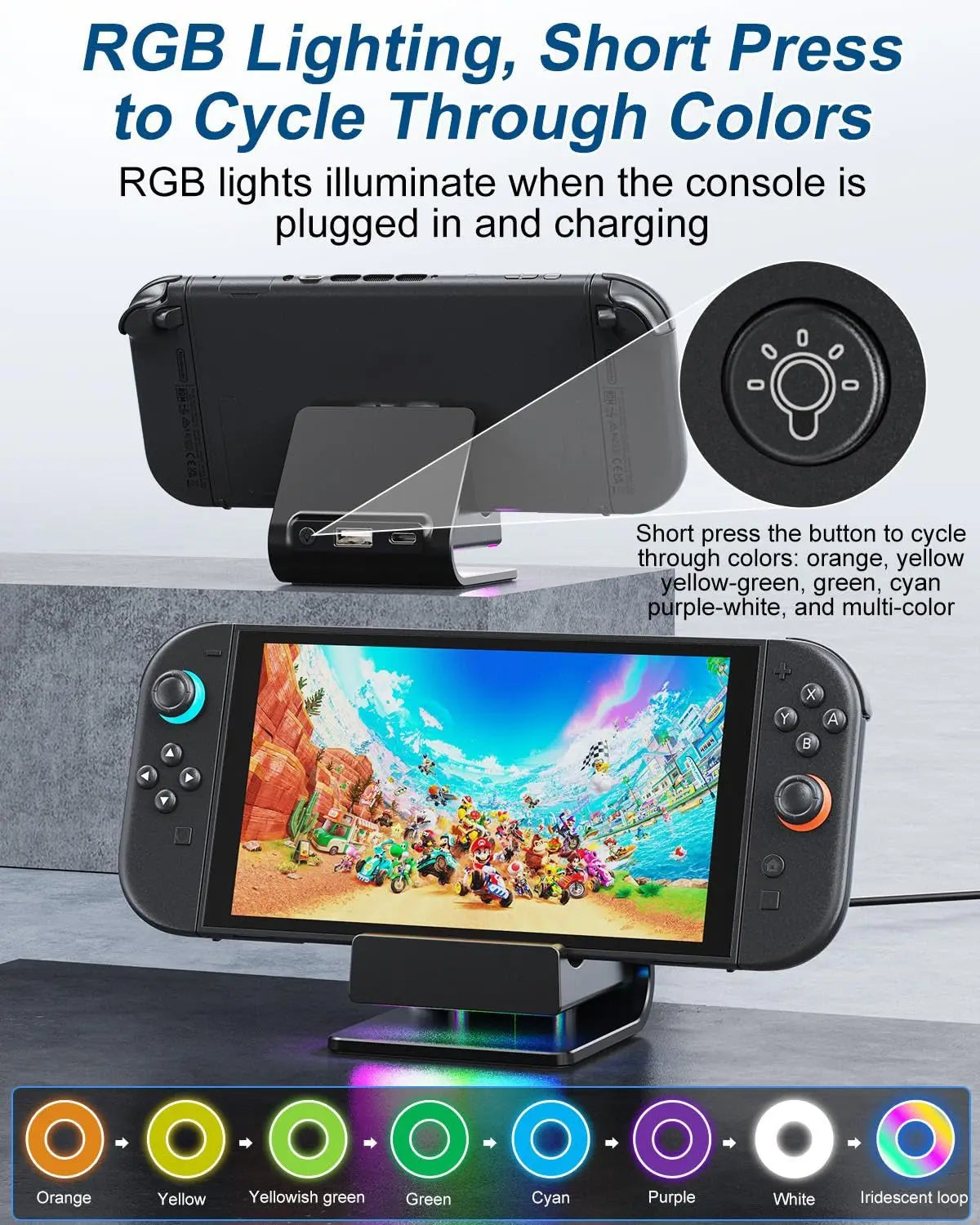 AOLION Nintendo Switch 2 Fast Charging Stand, RGB Light