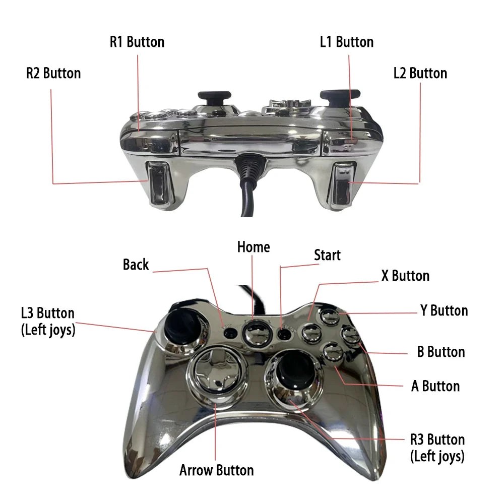 iPega Xbox 360 Wired Controller with Electroplated Finish for PC