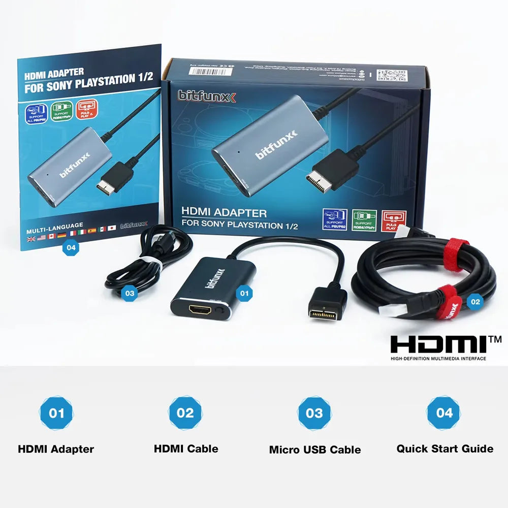 BitFunx HDMI™ Converter For PS2/PS1 Game Consoles With RGB to YPbPr Switch Video Adapter For PS1