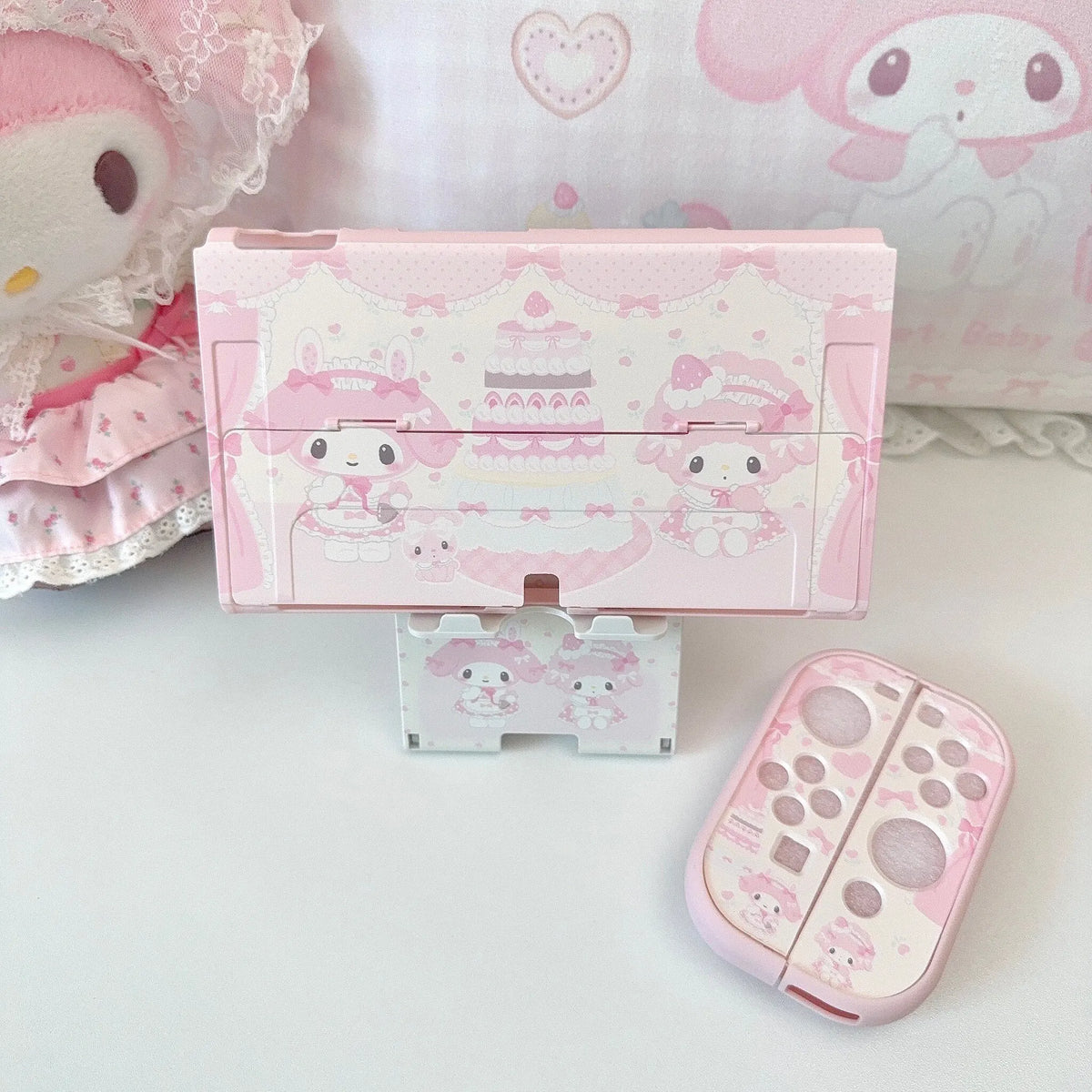 Cartoon Switch Pink Protective Case for Nintendo Switch 2/OLED/Lite Consoles Joy-Con Cases Dock Case Console Stand Accessories