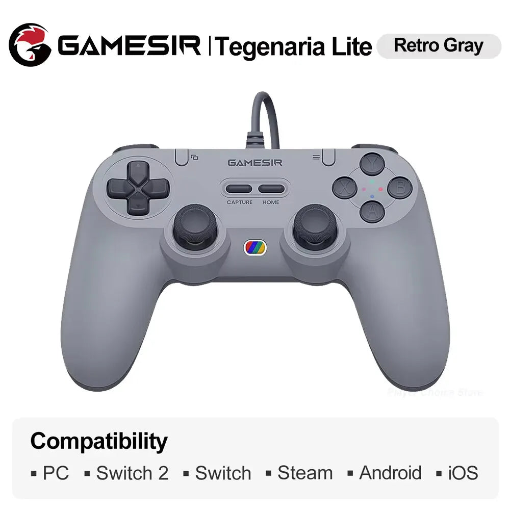 GameSir Retro Wired Gamepads for PC Steam Switch 2/1 Controller Tegenaria Lite Controle Hall Effect Stick 1000Hz Polling Rate