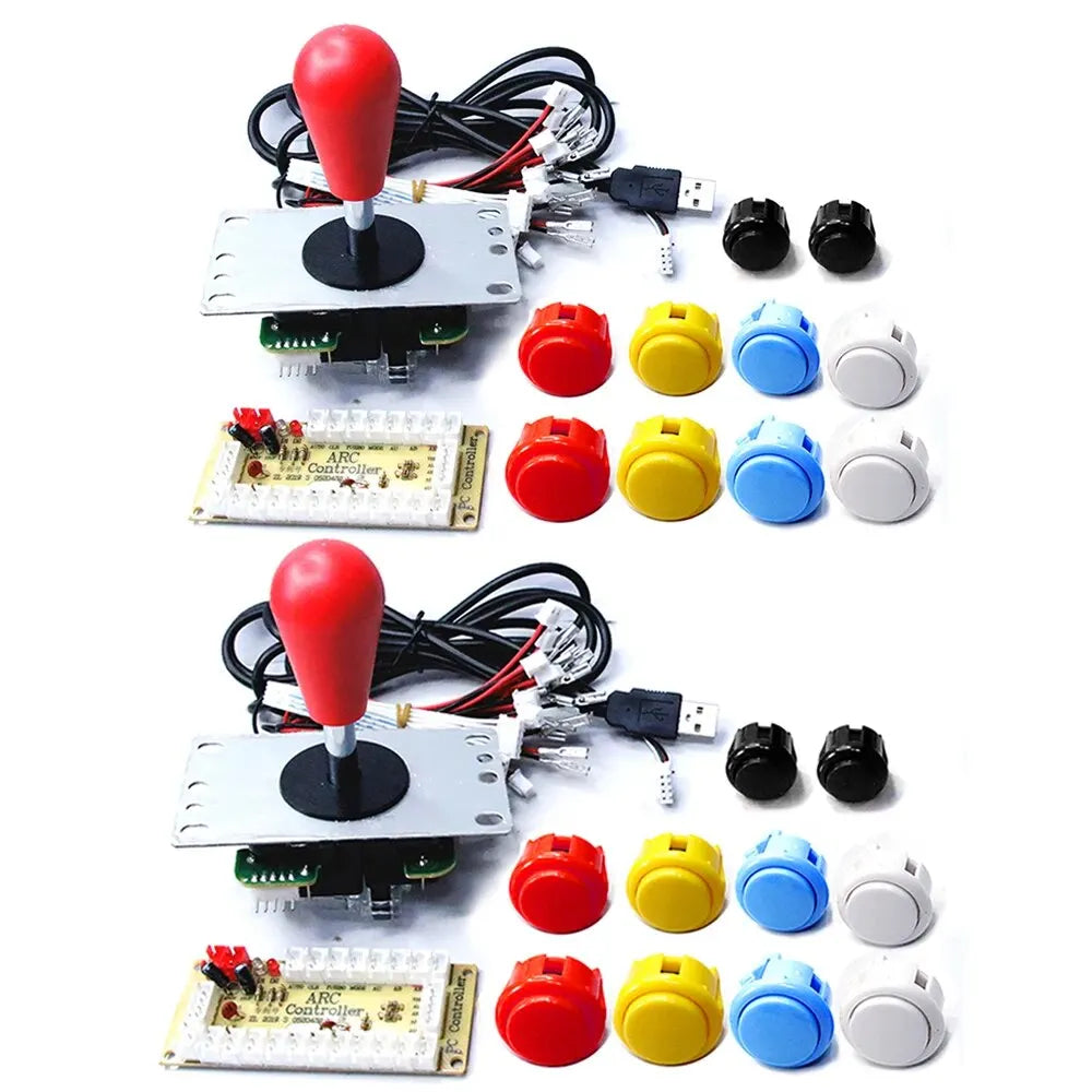 Arcade DIY Kit 8-Way Joystick Buttons USB Encoder, 1P/2P for PC