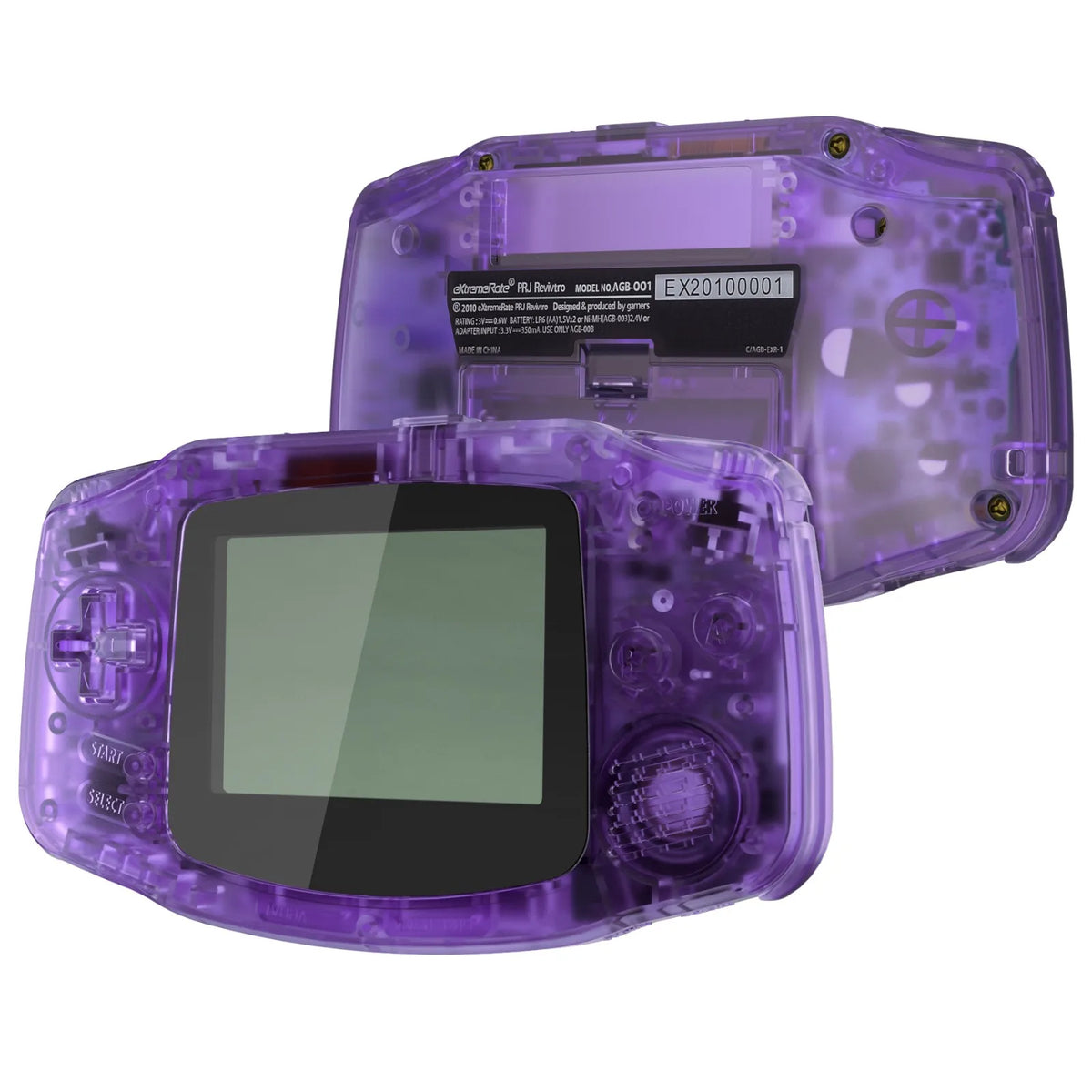 eXtremeRate IPS Ready GBA Shell, Clear Atomic Purple/Black