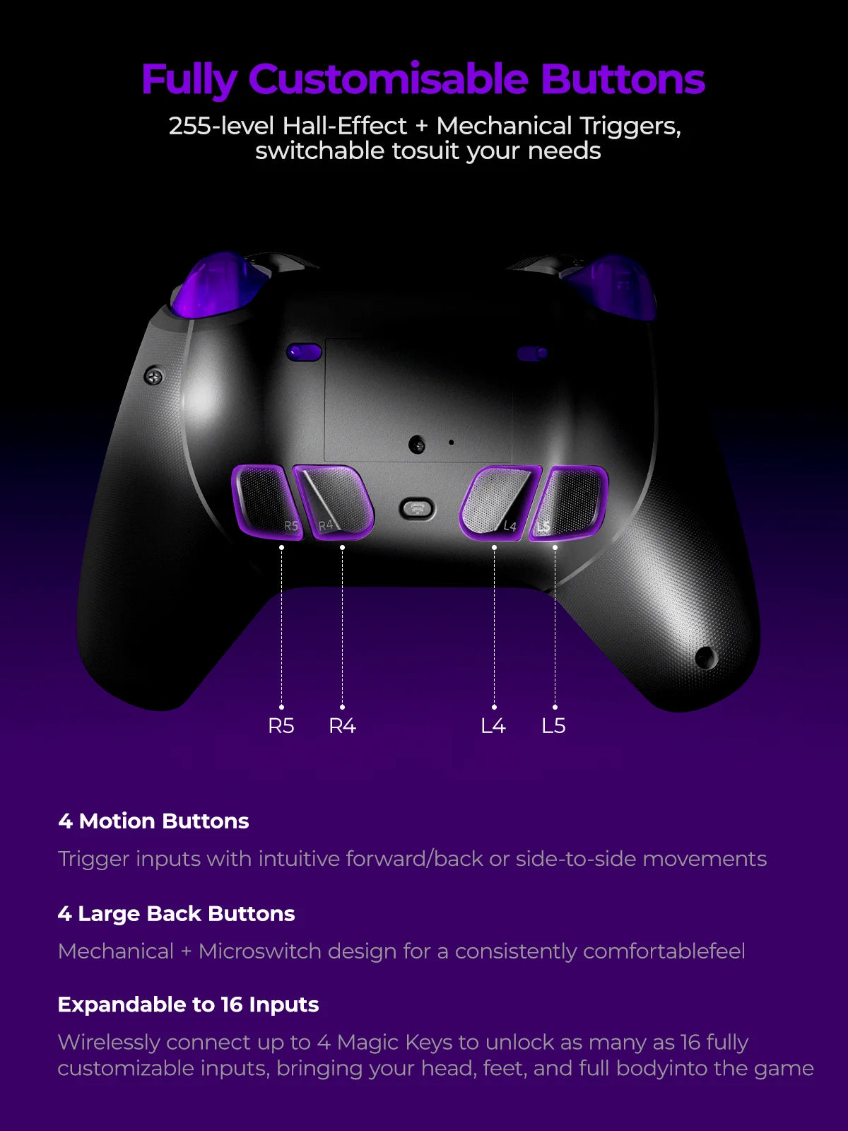 Leadjoy Xeno Plus Wireless Controller - TMR Sticks, Hall and Micro Switch Triggers, for PC, iOS, Android, Nintendo Switch 1/2