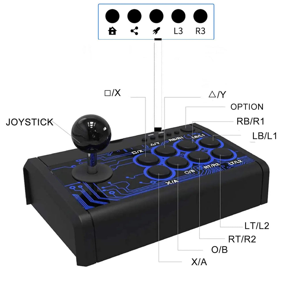 DOBE 7 in 1 USB Arcade Fight Stick for PS3, PS4, Xbox One, PC