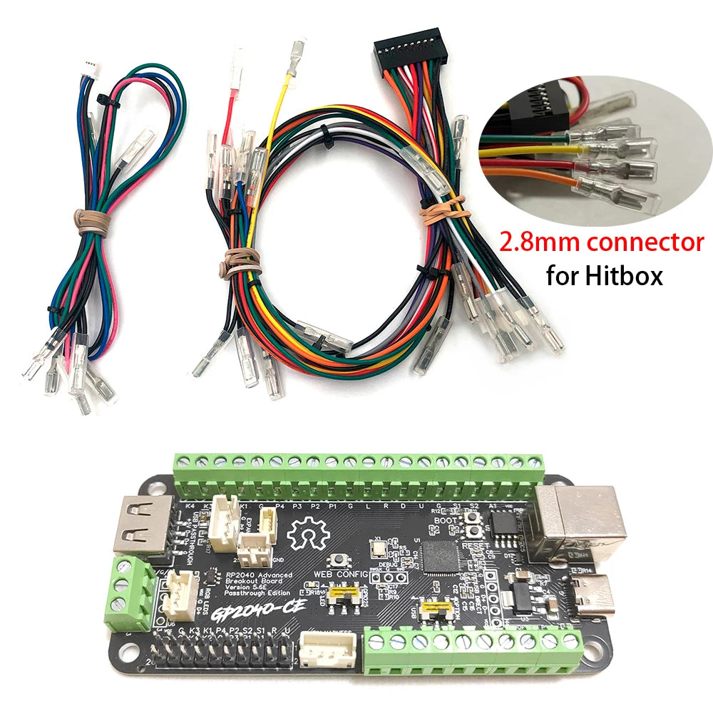GP2040 Advanced Breakout Board USB Passthrough Fighting Board for Arcade Hit box DIY Fighting Stick Work For PC PS4