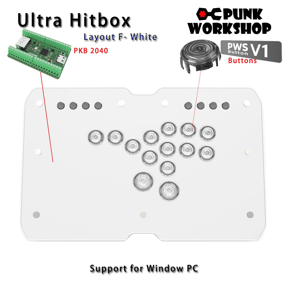 Punk Workshop Ultra BOX HitBox Controller SOCD Supported Fighting Stick for PC with PKB 2040 PWS V1 Mechanical Buttons