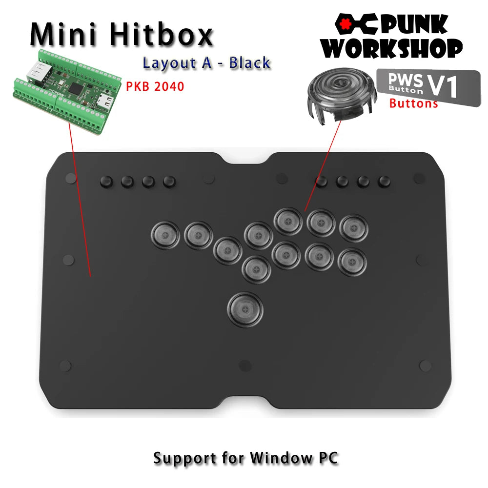 Punk Workshop Ultra BOX HitBox Controller SOCD Supported Fighting Stick for PC with PKB 2040 PWS V1 Mechanical Buttons
