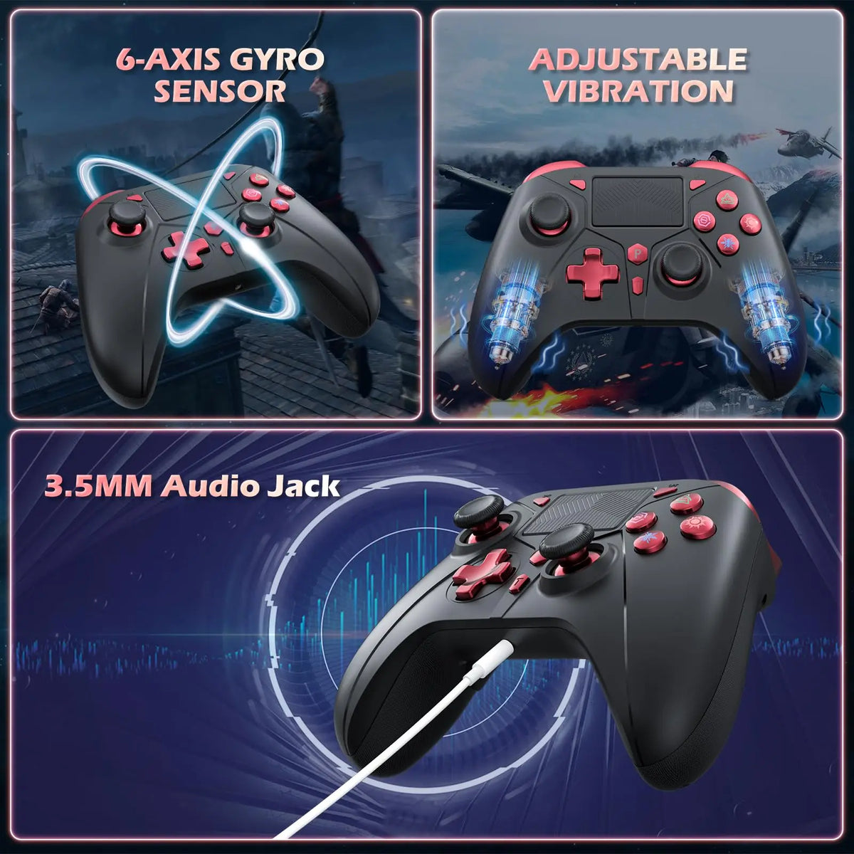 Wireless Controller for PS4, PS4 Pro/Slim, PS3, PC, iOS, Switch
