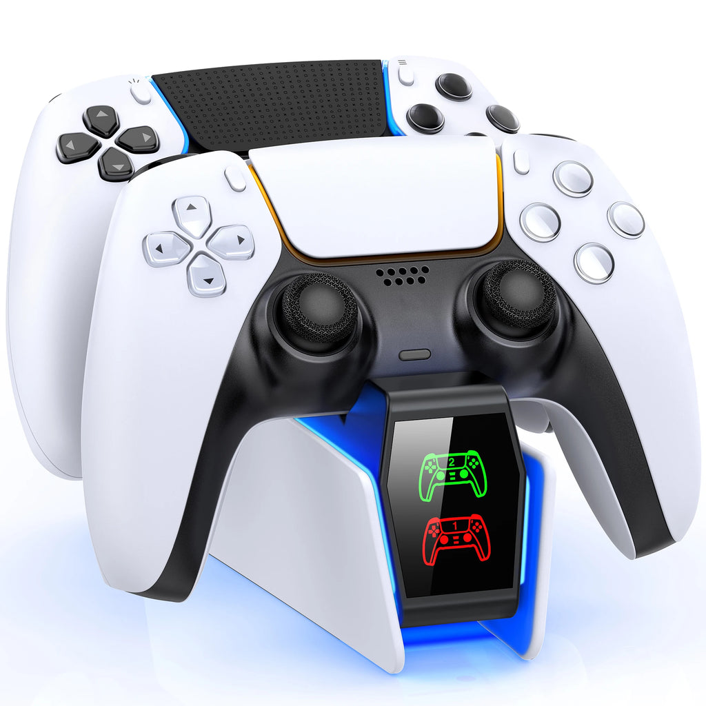 DinoFire Charger for PS5 Controller DualSense Charging Station Dual Charging Dock Charger Stand for PlayStation 5 Controllers