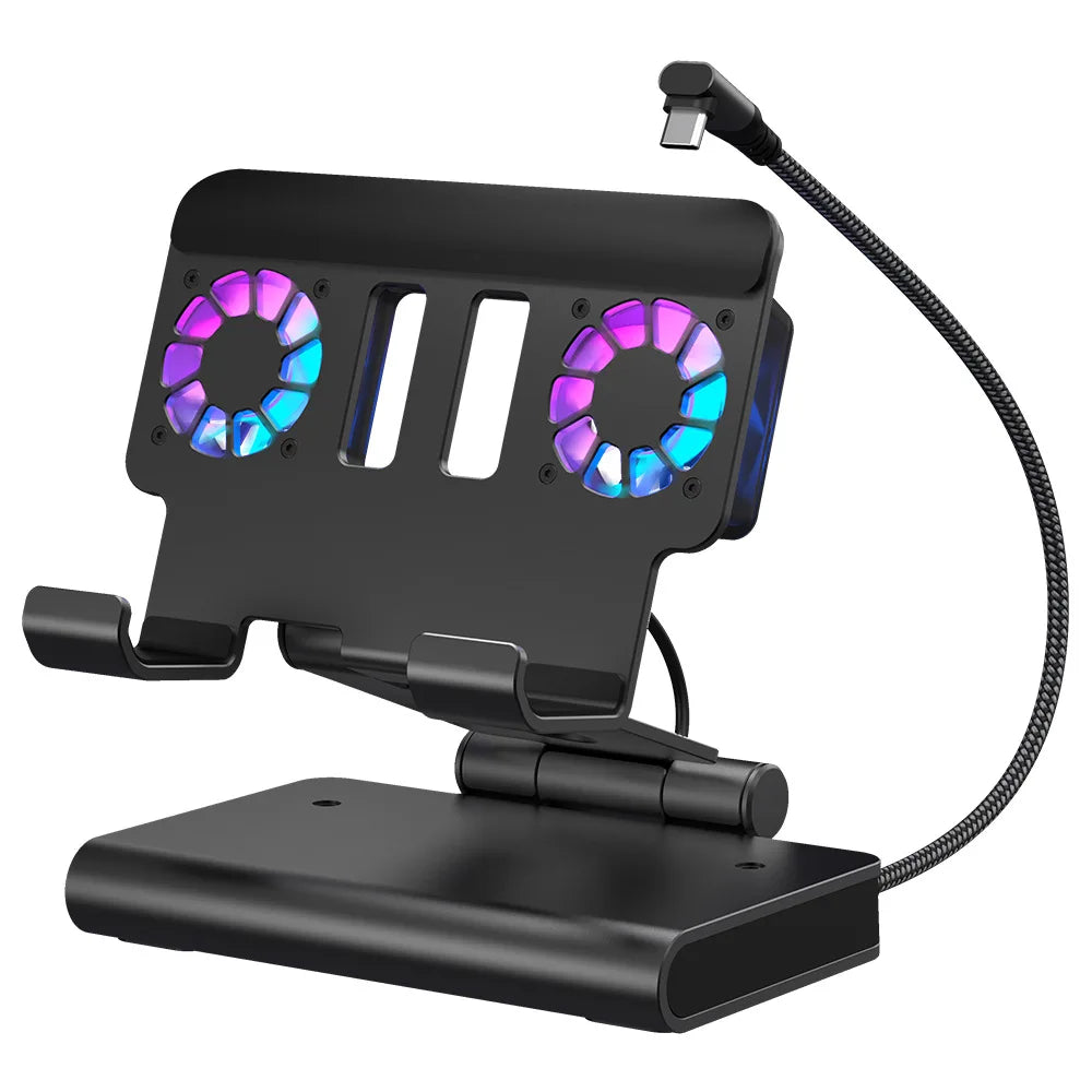 6 In 1 Dual Fans Docking Station for Rog Ally Steamdeck Game Console Dock Adjustable Height Dock Bracket with Hdmi 4K 60Hz