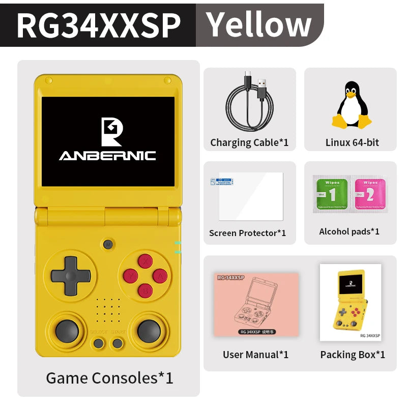 Anbernic RG34XXSP Flip Retro Handheld 3.4-Inch IPS 5K Games