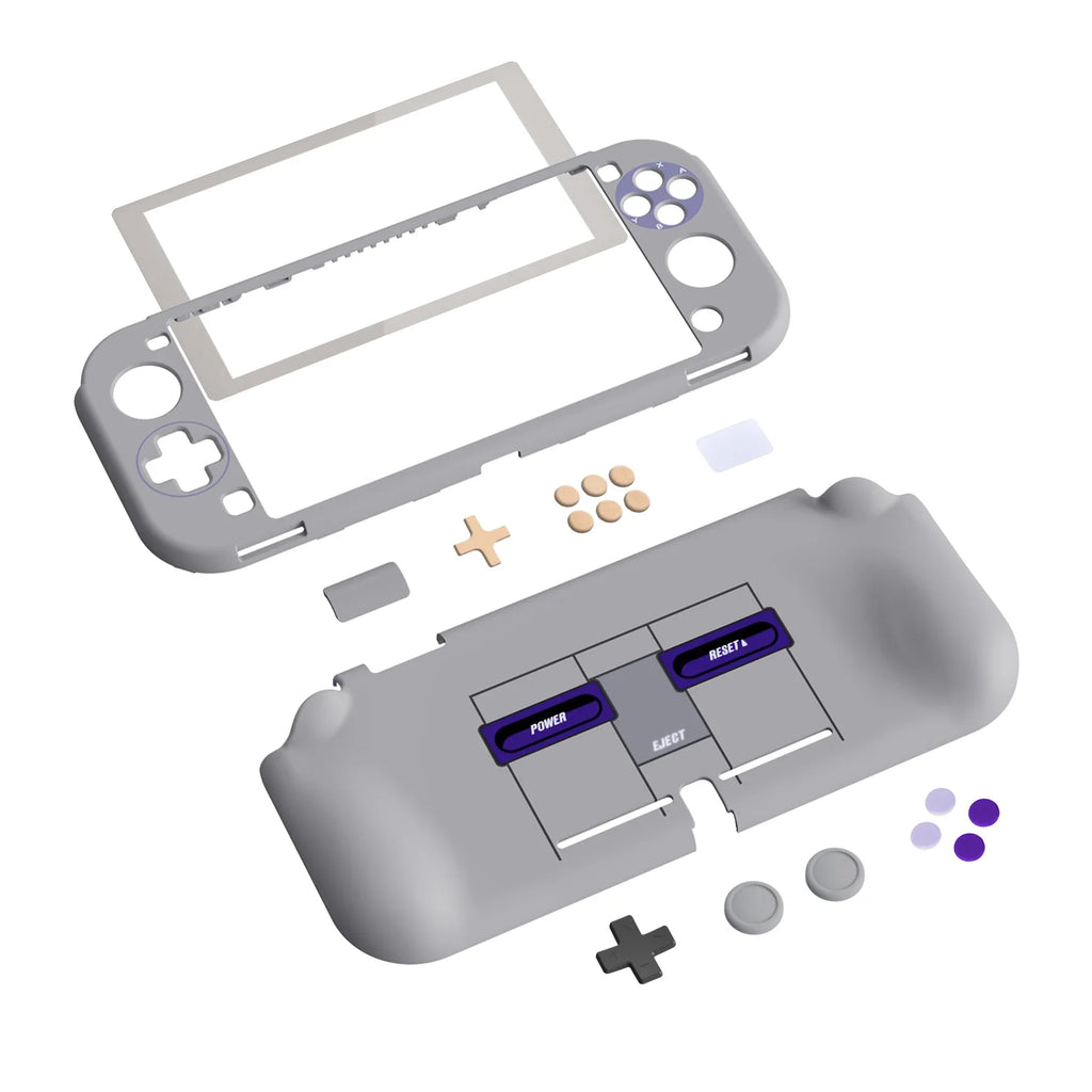 PlayVital ZealProtect Ergonomic Protective Case for NS Switch Lite W/Screen Protector & Thumb Grips - Classics SNES Style
