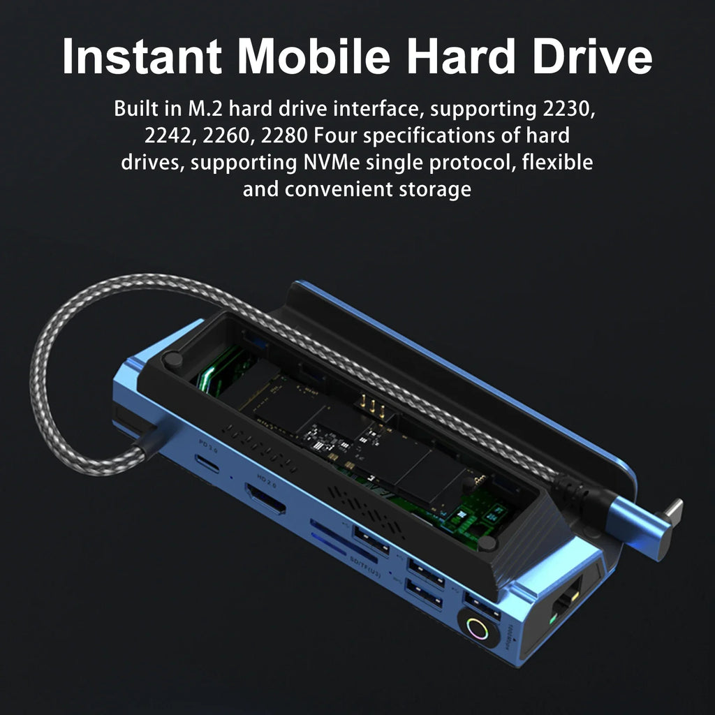 10-in-1 Dock for Nintendo Switch & Steam Deck, M.2 NVMe Box