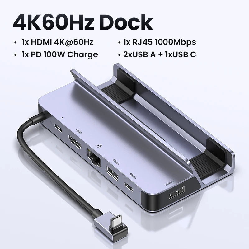 UGREEN 4K60Hz HDMI USB C HUB Docking Station for Steam Deck Type-C to RJ45 PD100W USB-A/C for iPad ROG Ally Legion Go PC