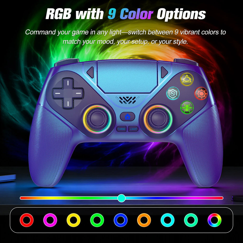 Controller For Playstation 5 PS5/PS5 Pro/Slim/PC,RGB Wireless BT Game Joystick Hall Effect 6 Axis Gyro Dual Shock Turbo Gamepads