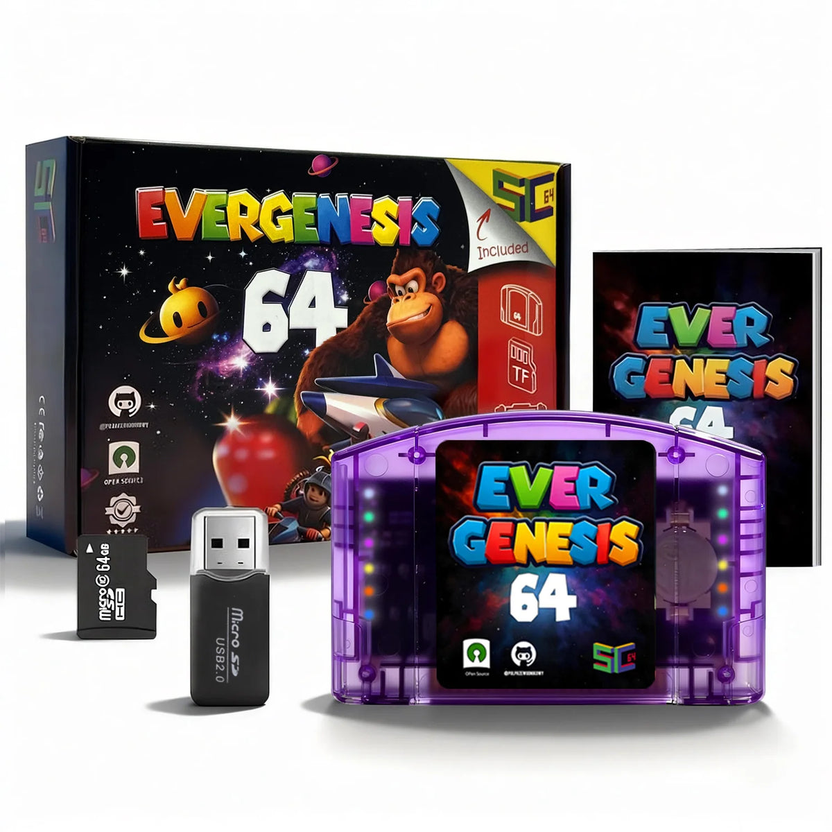 SC64 N64 Flash Cart with 64GB Card, Over 10000 Preloaded Games
