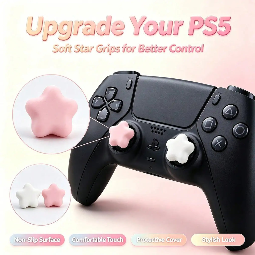 PCS Cute 3D Star Silicone Thumb Grip Caps, Joystick Protective Cover Compatible With Switch 2/Switch OLED/, P4, P5, Controller, Soft Anti-slip Game Console Joycon Accessories