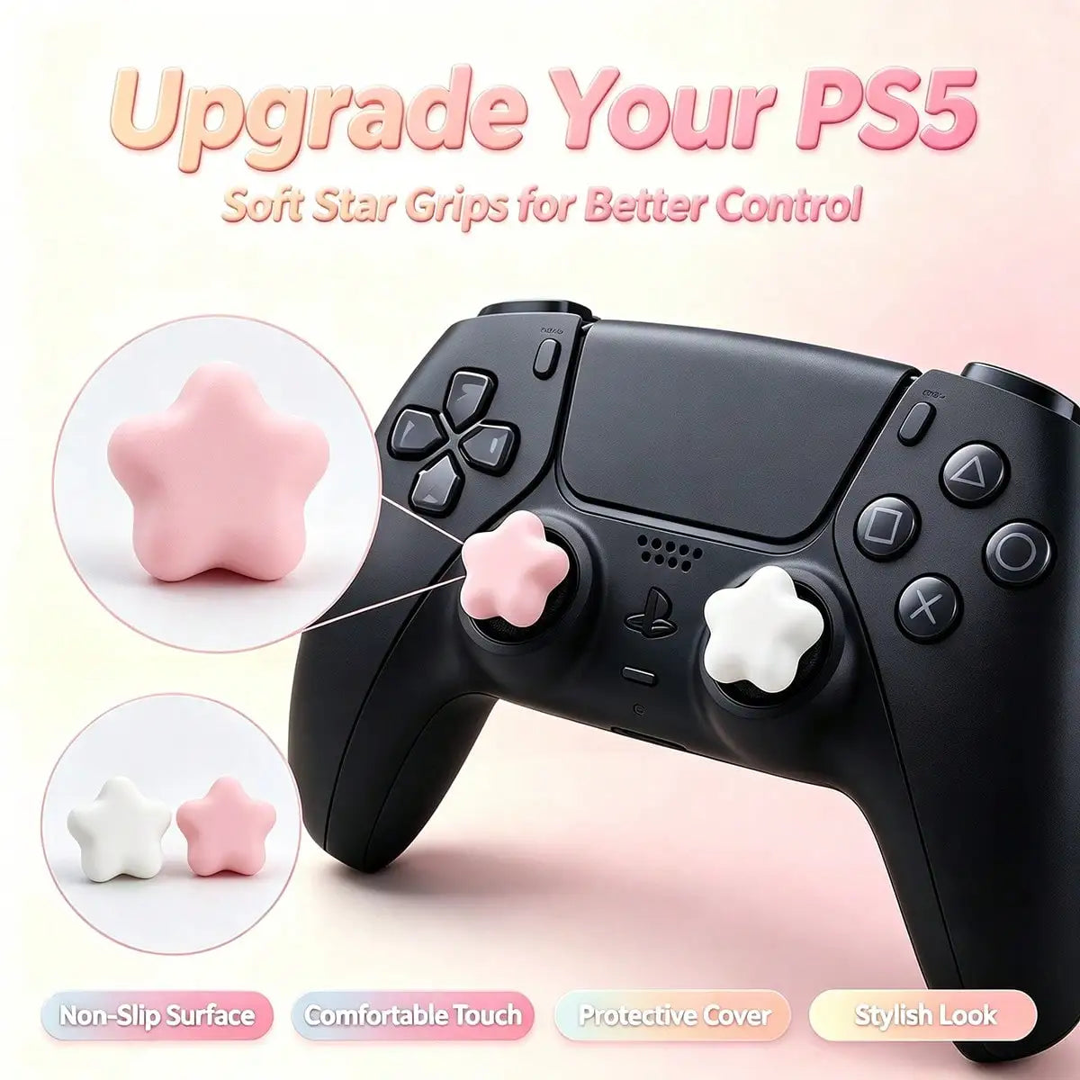 PCS Cute 3D Star Silicone Thumb Grip Caps, Joystick Protective Cover Compatible With Switch 2/Switch OLED/, P4, P5, Controller, Soft Anti-slip Game Console Joycon Accessories