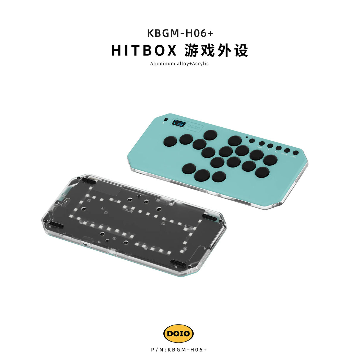 DOIO KBGM-H06+ Aluminum Alloy Wired HITBOX Portable for Street Fighter Gamer Keyboard with Screen Ergonomics Gaming Accessories