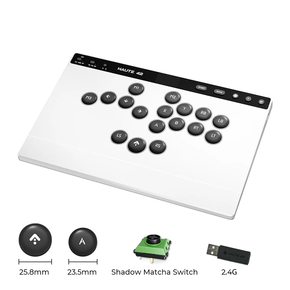 Haute42 W-P1 Tri Mode 2.4G Wireless Touch Screen Leverless Hitbox Controller For PC/PS4/PS5/Switch Stickless Arcade Controller