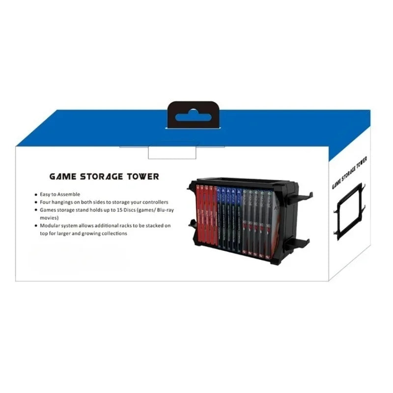 Game Storage Rack with Controller Holder for PS5 PS4 Discs