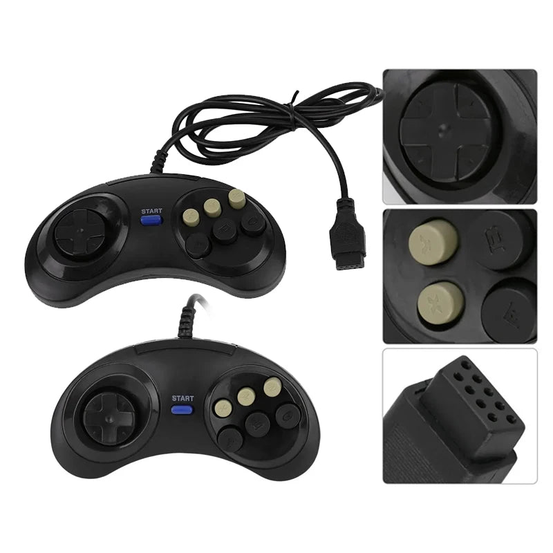 Handle Game Controller Classic Wired 6 Buttons For 16 Bit SEGA MD2 PC MAC Mega Drive Gaming Accessories Universal Remote Control