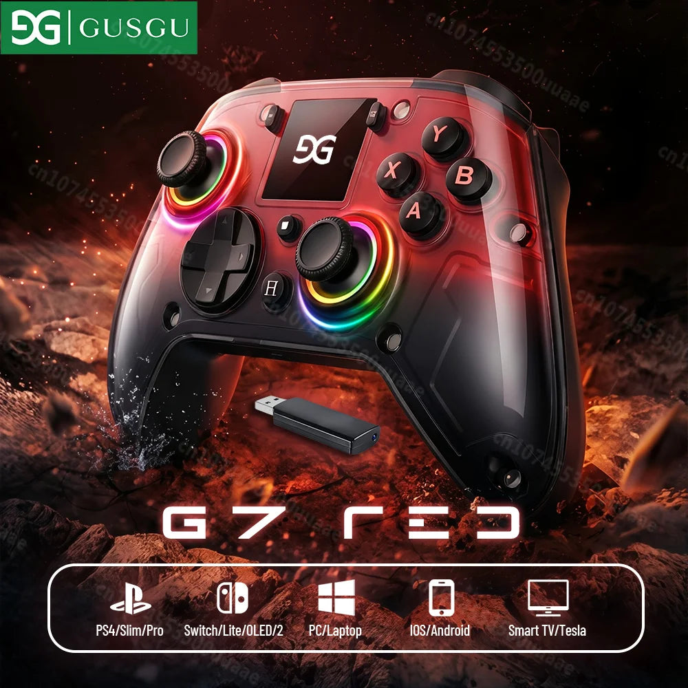 GUSGU G7 Wireless Controller with 1.44 Inch Screen, Switch PS4 PC