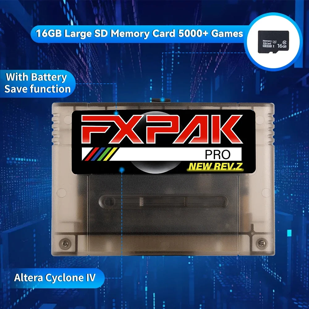 FXPAK Pro 5000 in 1 Game Card for SNES, Rev. Z, 16G Card
