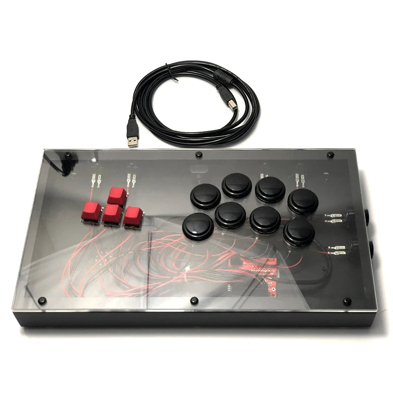 Transparent Hitbox Mixbox WASD Fight Stick, Sanwa Buttons, PS4/PC