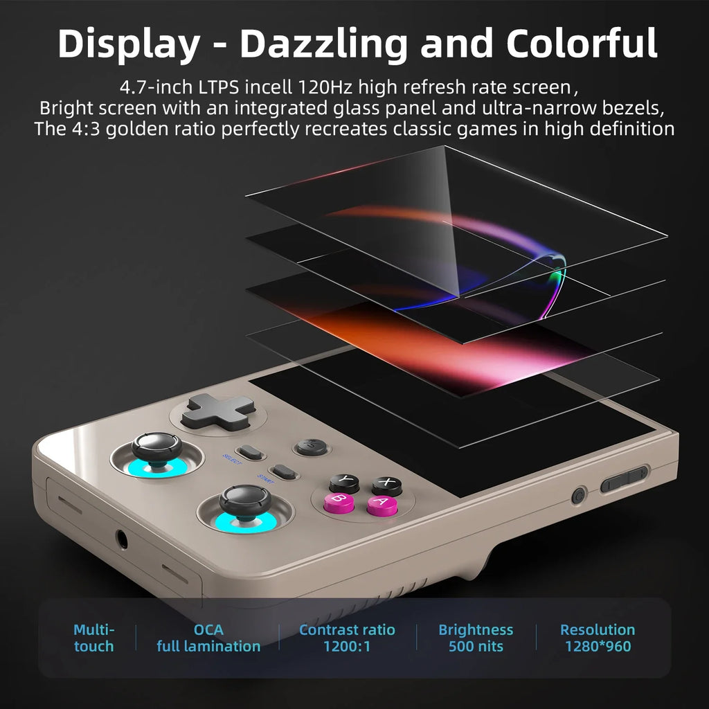 ANBERNIC RG477V Handheld Console, 4.7 Inch Android 14 120Hz