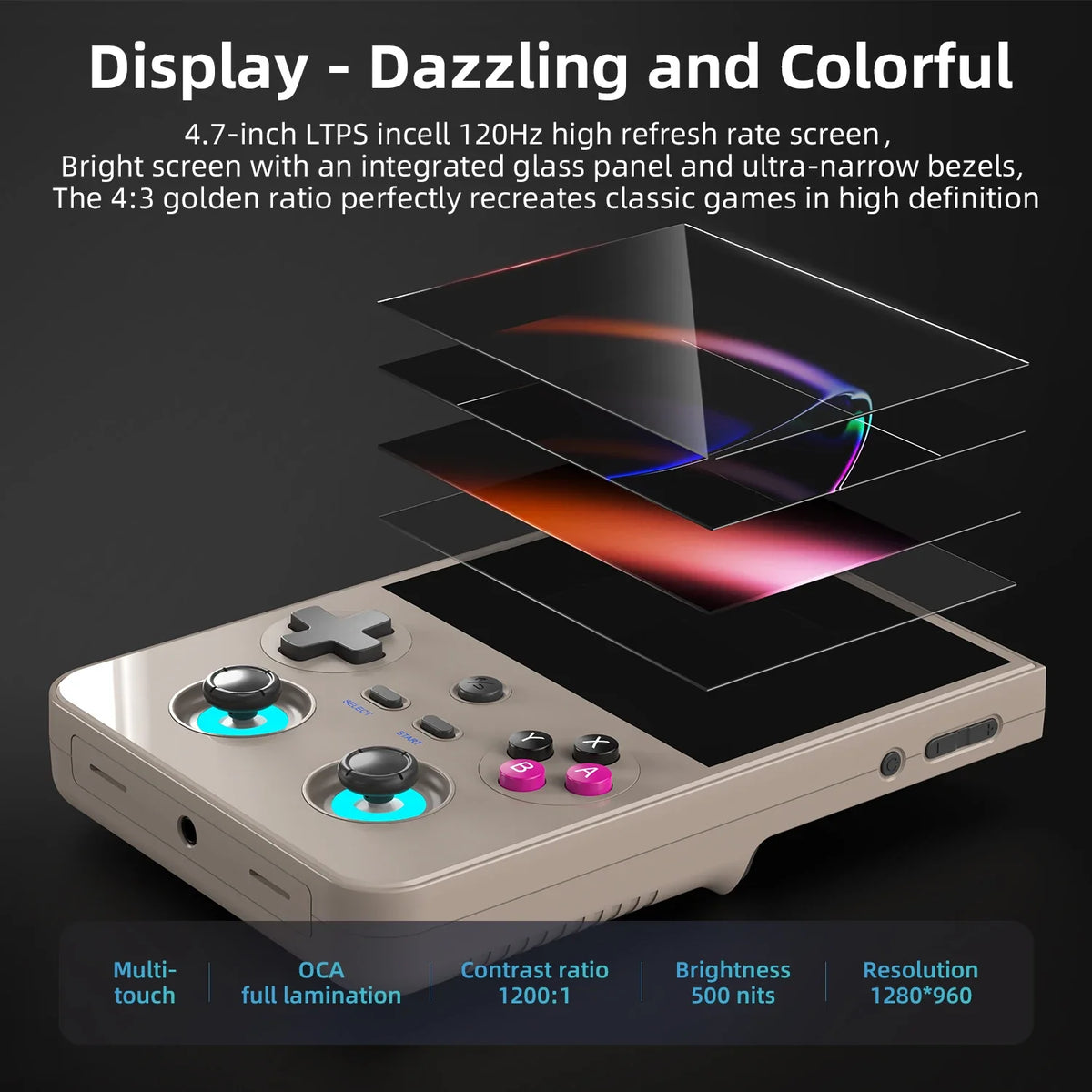 ANBERNIC RG477V Handheld Console, 4.7 Inch Android 14 120Hz