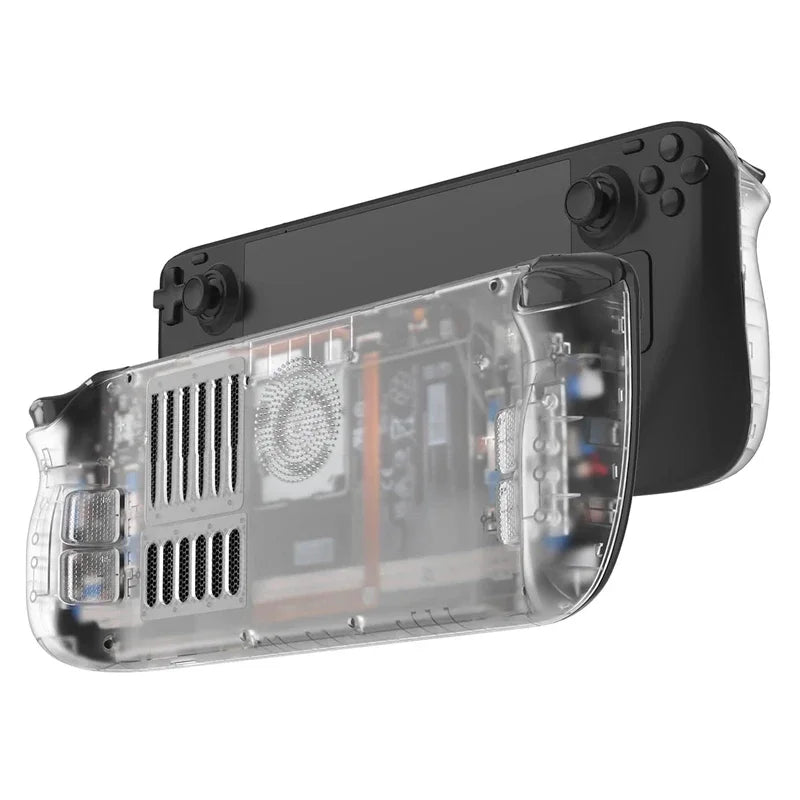 For SteamDeck Hard Shell Back Cover Transparent Cooling ABS+PC Case with Installation Kit Drop-proof Heat-dissipating Dust-proof