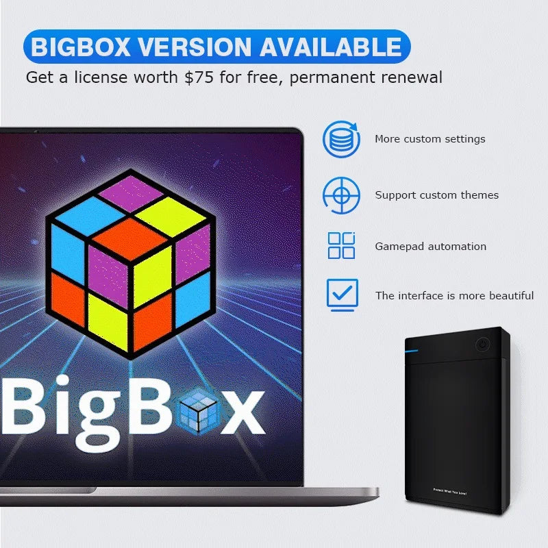 KINHANK 12TB Launchbox HDD for PC, 45000+ Games, PS2/PS3 Emulators