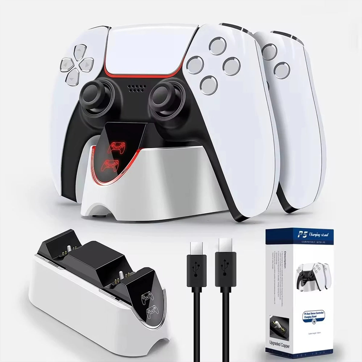 VGBUS Dual Charging Dock for PS5 Wireless Controller, USB Type-C