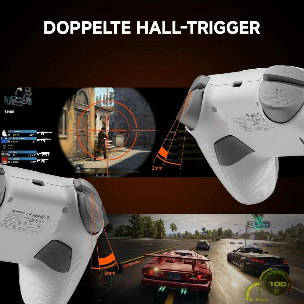 7052P Wireless Controller with Intelligent Screen, Hall Joysticks