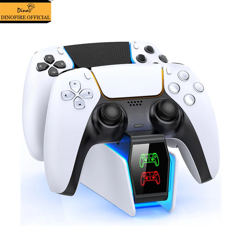DinoFire Charger for PS5 Controller DualSense Charging Station Dual Charging Dock Charger Stand for PlayStation 5 Controllers
