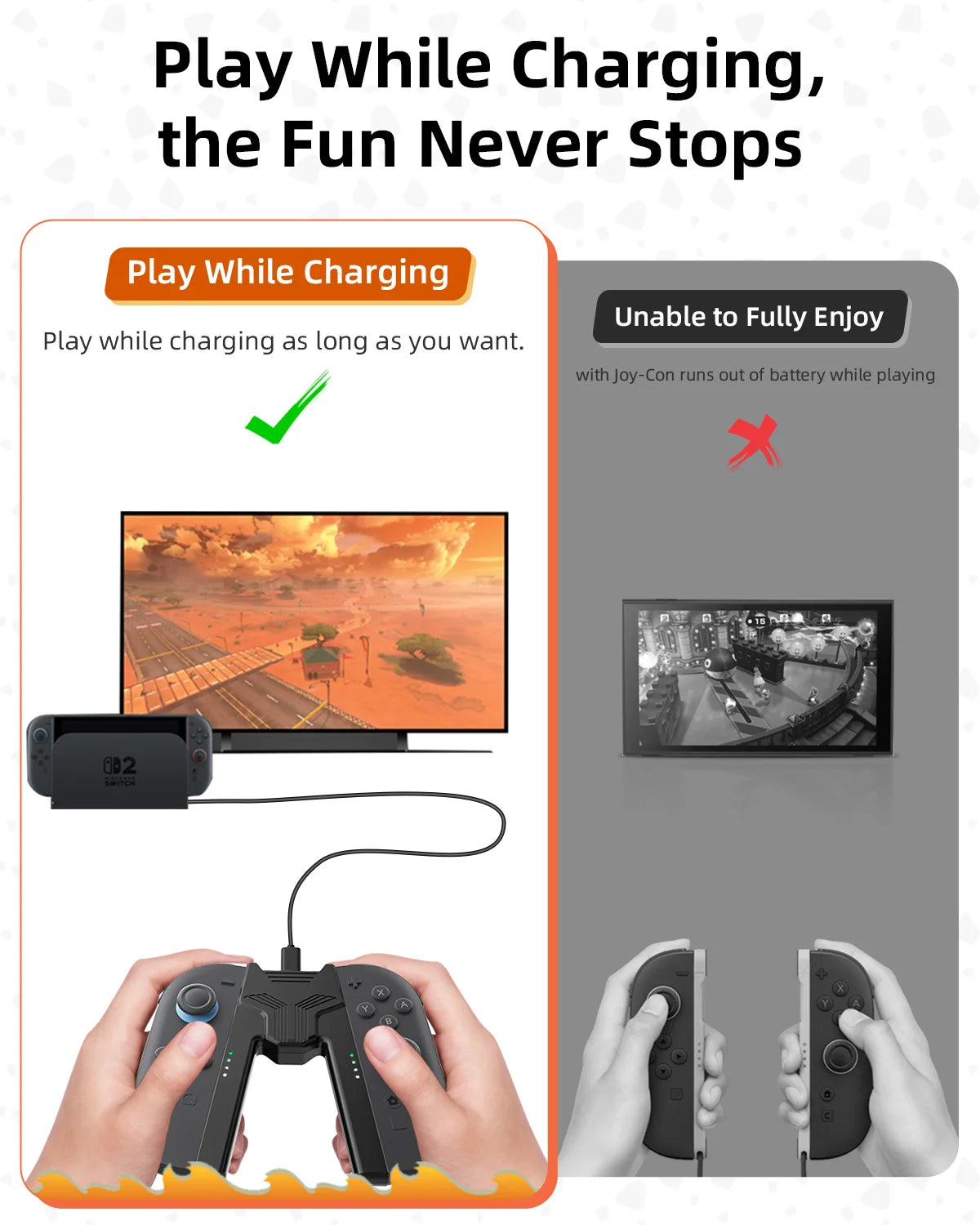 AOLION Charging Grip for Nintendo Switch 2 & Switch 1 Joycon