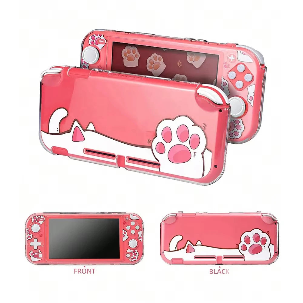 Hard PC Clear Anti-Shock Split Cover Cat-Pad Pattern Joycon Protective Case for Nintendo Switch Lite Console Shell Accessories