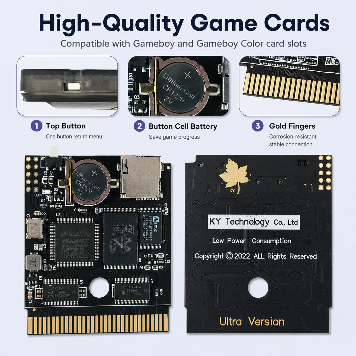 GB GBC Flash Cartridge Compatible with Game Boy Game Boy Color and Game Boy Advance 8GB Micro SD Card Menu Return Button