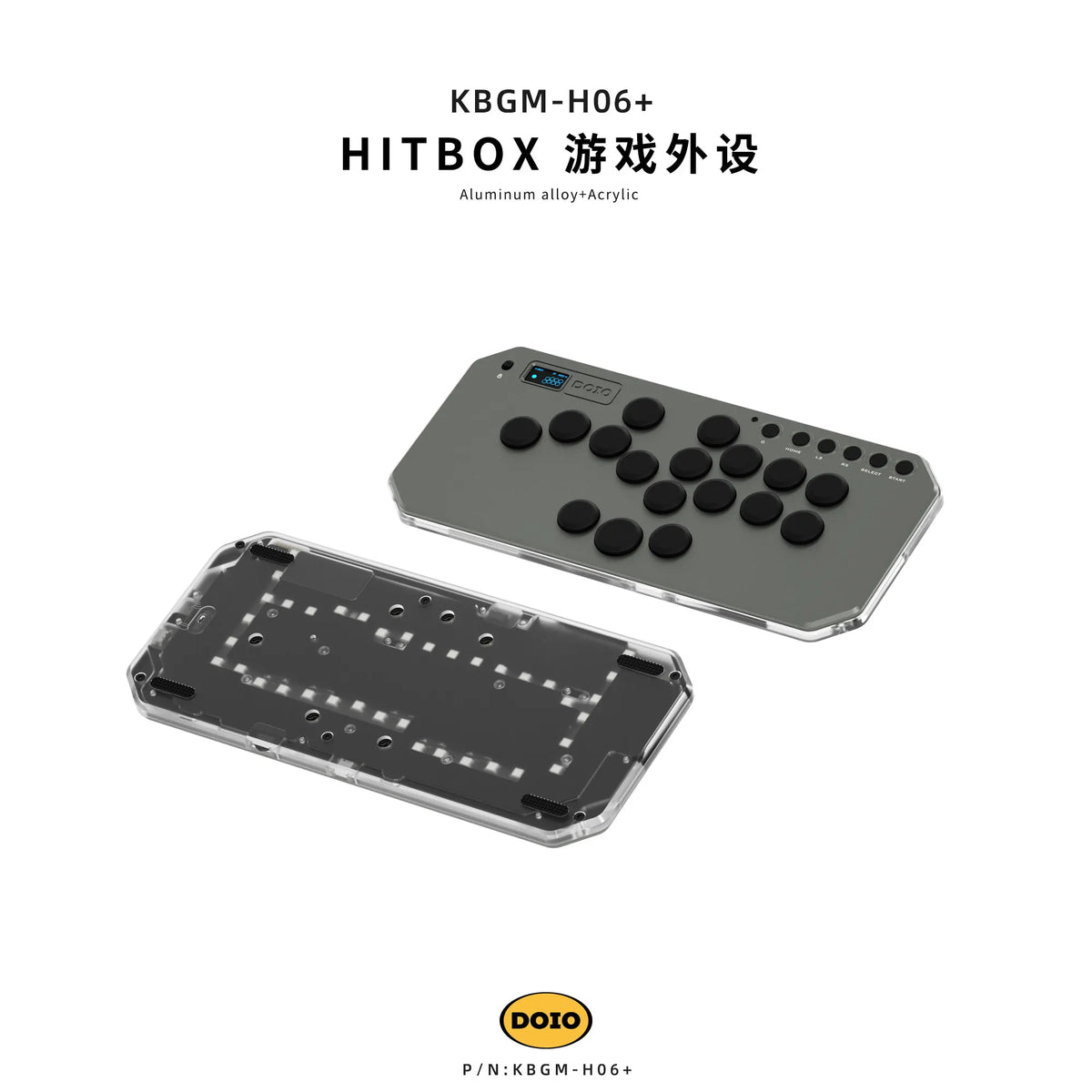 DOIO KBGM-H06+ Aluminum Alloy Wired HITBOX Portable for Street Fighter Gamer Keyboard with Screen Ergonomics Gaming Accessories