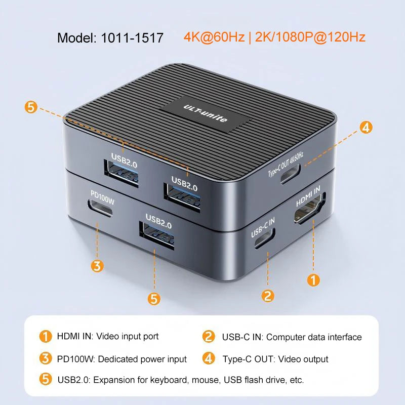 HDMI to USB-C Adapter for Steam Deck, 4K 60Hz, 2K 120Hz