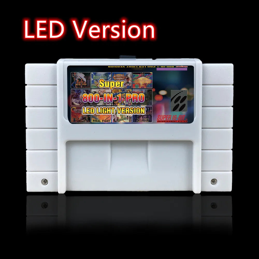 800 in 1 SNES Game Cartridge with LED Light, Region Free Shell