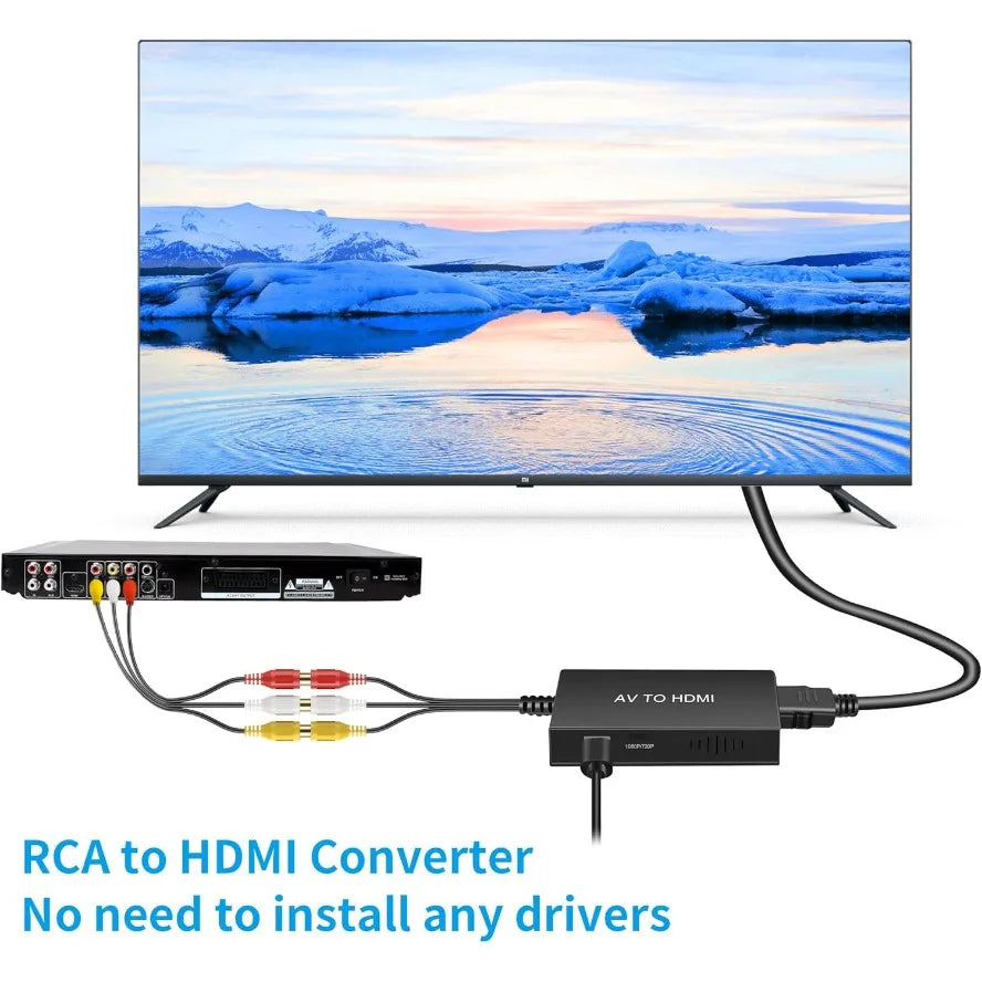 AV To HDMI RCA To HDMI Video Composite Adapter Converter with USB Cable CVBS AV Adapter for N64 Wii PS1/2/3 Xbox One SNES Etc