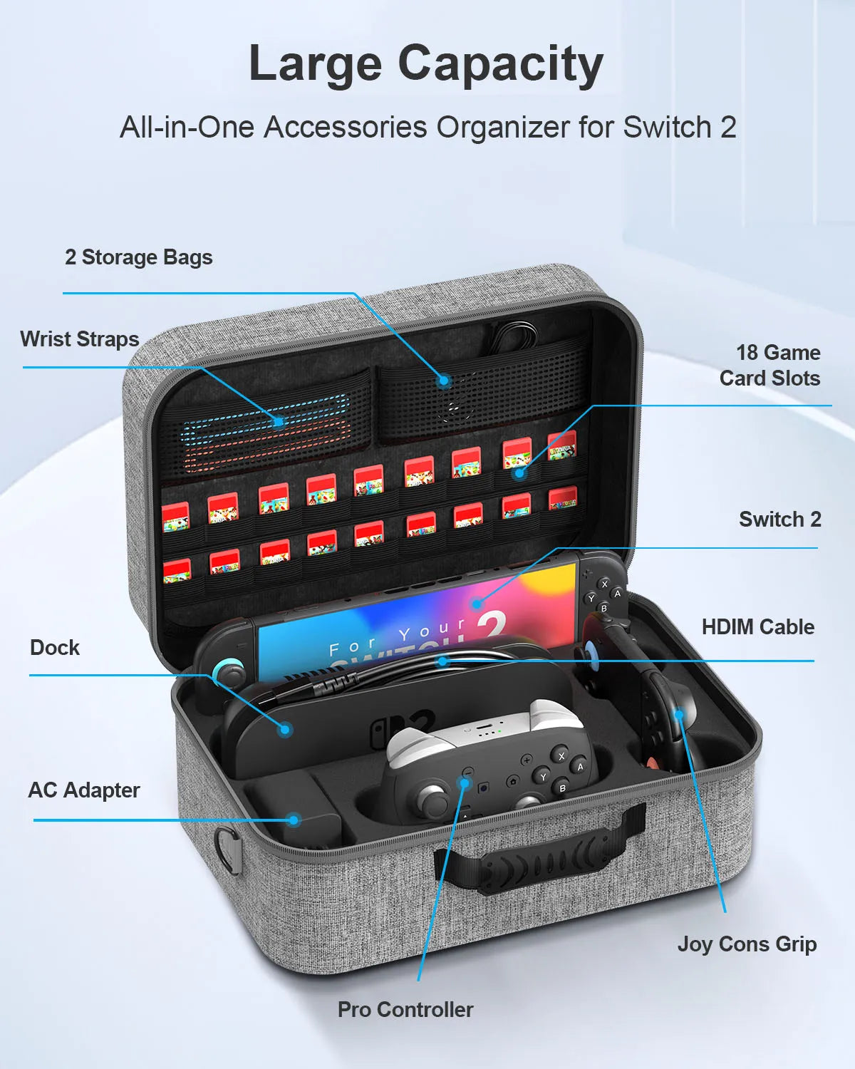 STARTRC Case for Nintendo Switch 2, Pro Controller, 18 Cards