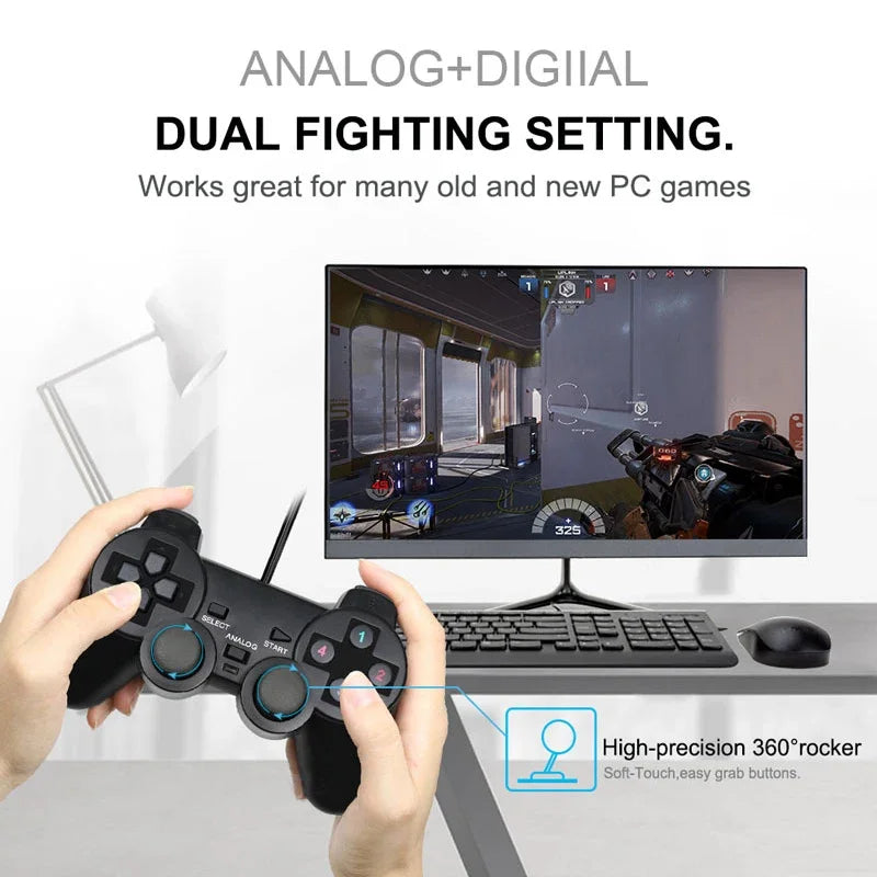 Wired USB PC Game Controller for Windows XP/7/8/10 Laptop
