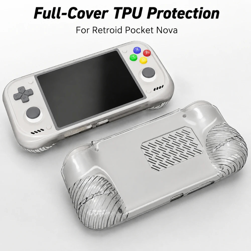 For Retroid Pocket NOVA Game Console Clear TPU Protective Case Slim One-Piece Shockproof Anti-Scratch Anti-Drop Precise Cutouts