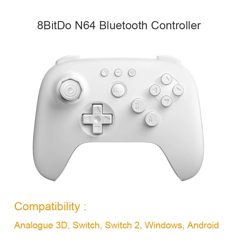 8BitDo N64 Bluetooth Controller for Analogue 3D, Nintendo Switch, Switch 2, Gaming Joystick Gamepad for Windows and Android