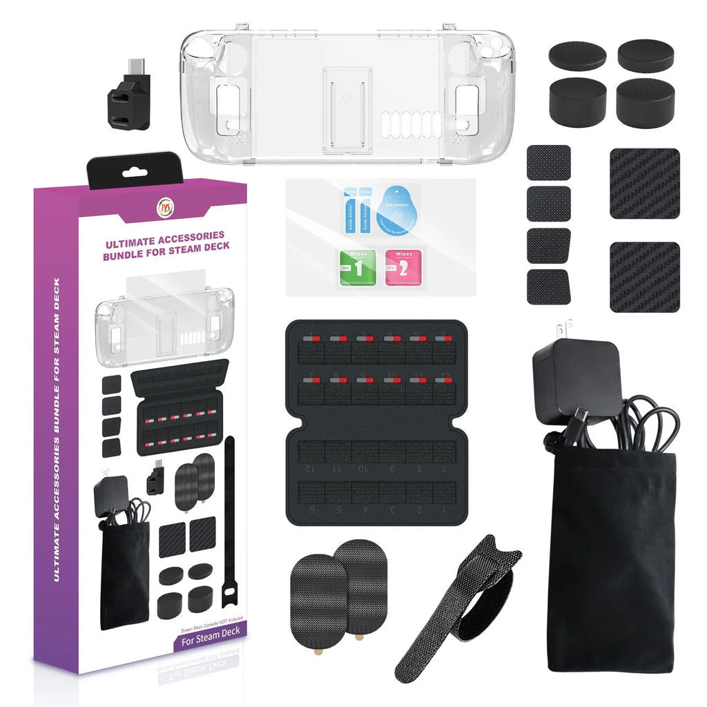 Steam Deck 19-in-1 Crystal Case Set with Screen Film and Bag